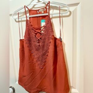 Staminate Lace Detail Blouse- Dark Pink- Stitch Fix